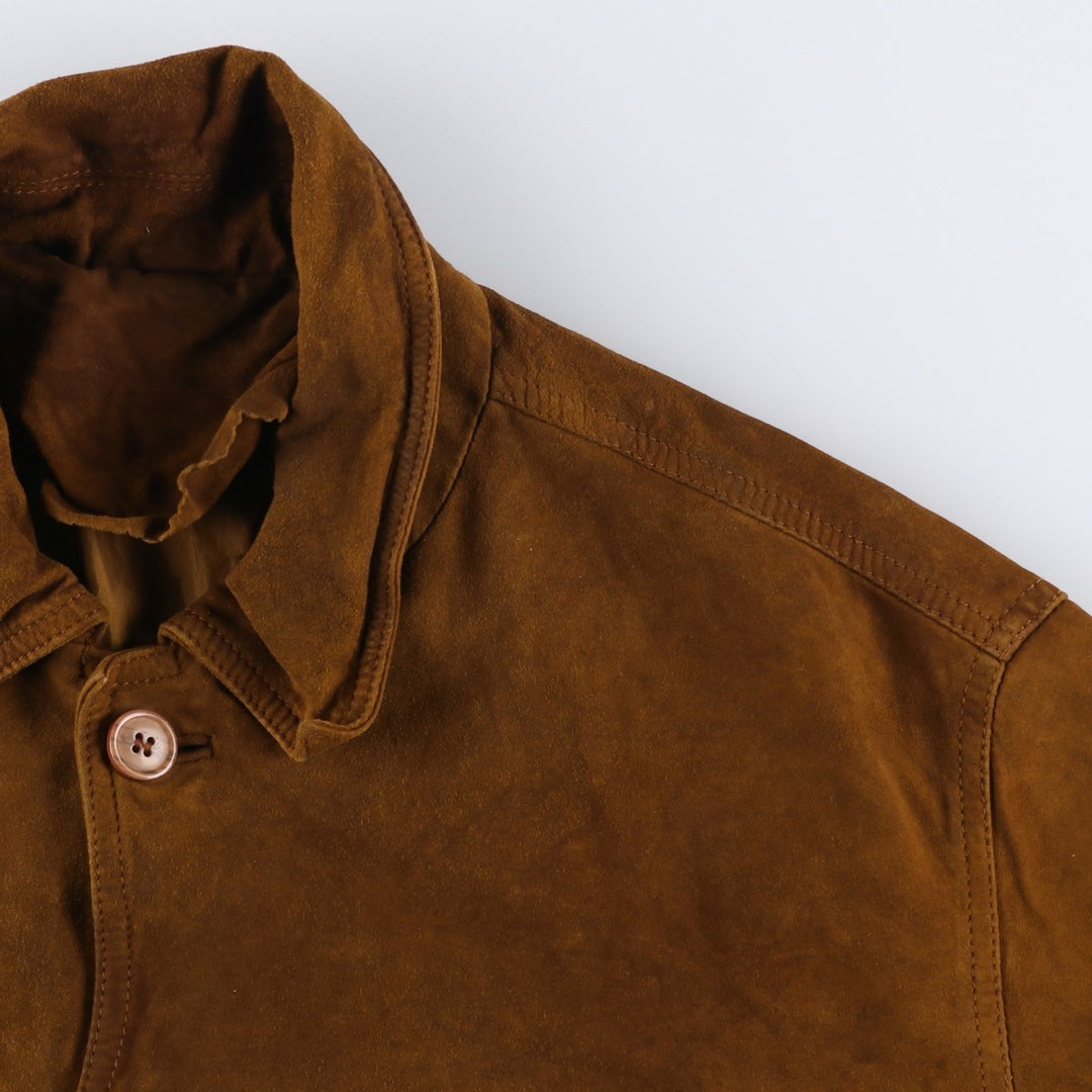 VERA PELLE Men's Vintage Collared Suede Leather Blouson (Size L) Genuine Leather Suede Leather brown type Vintage Second Hand