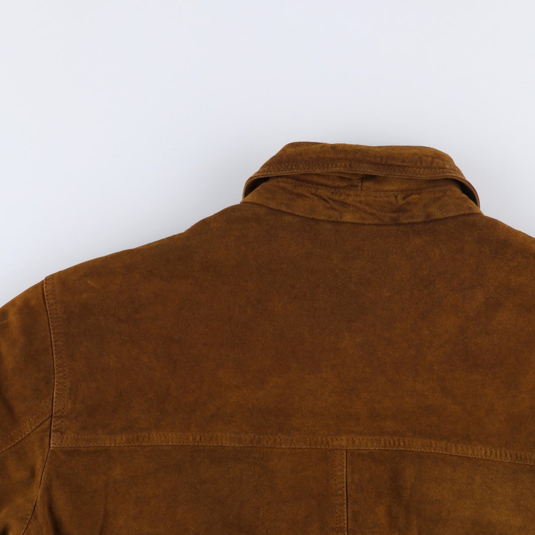 VERA PELLE Men's Vintage Collared Suede Leather Blouson (Size L) Genuine Leather Suede Leather brown type Vintage Second Hand