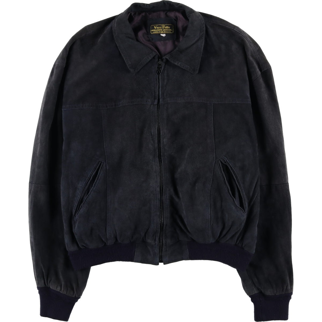 Vintage VERA PELLE suede leather jacket, made in Italy, size L, men's size L unclear black type Vintage Second Hand