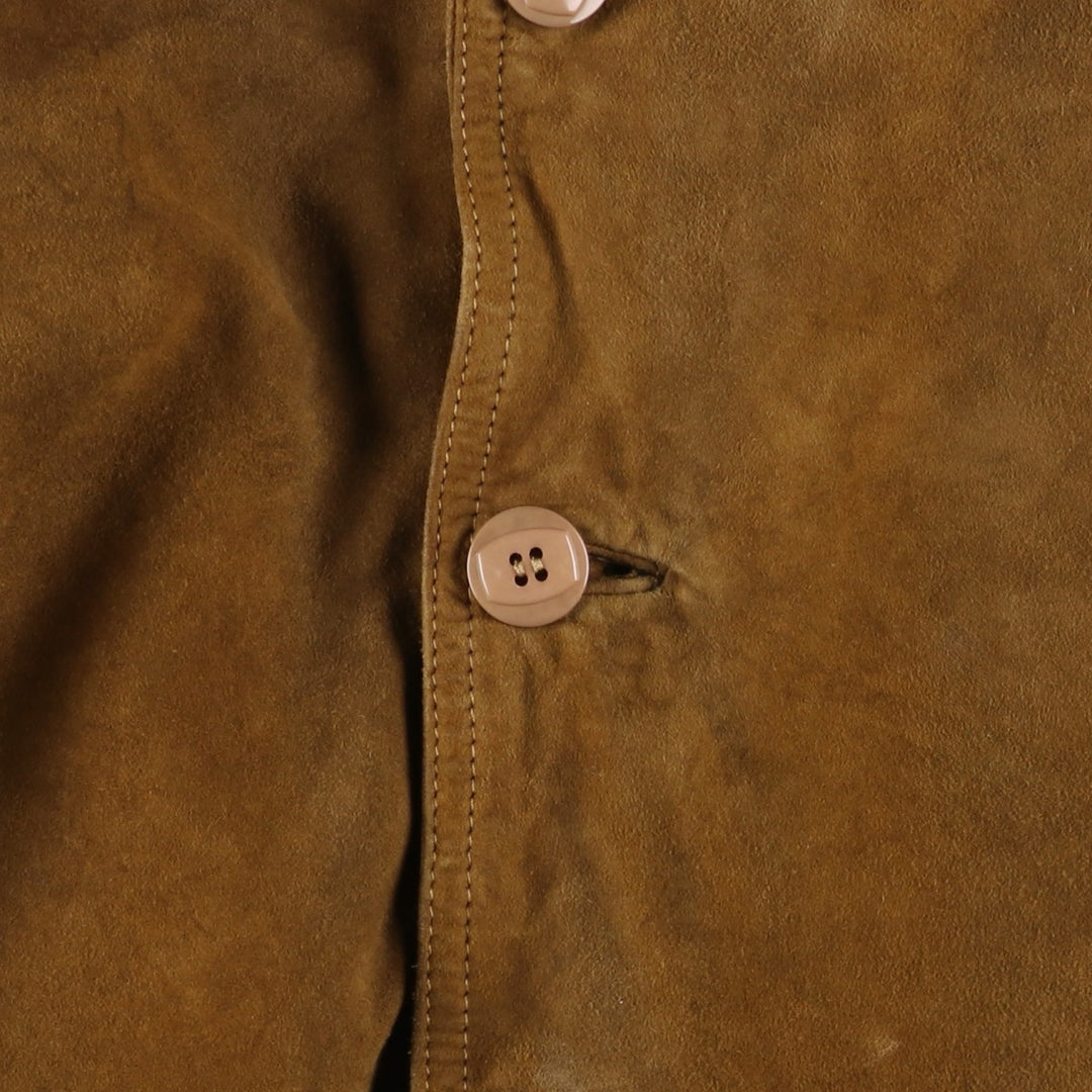 Vintage suede leather blouson, size L, for men Genuine Leather Suede Leather brown type Vintage Second Hand