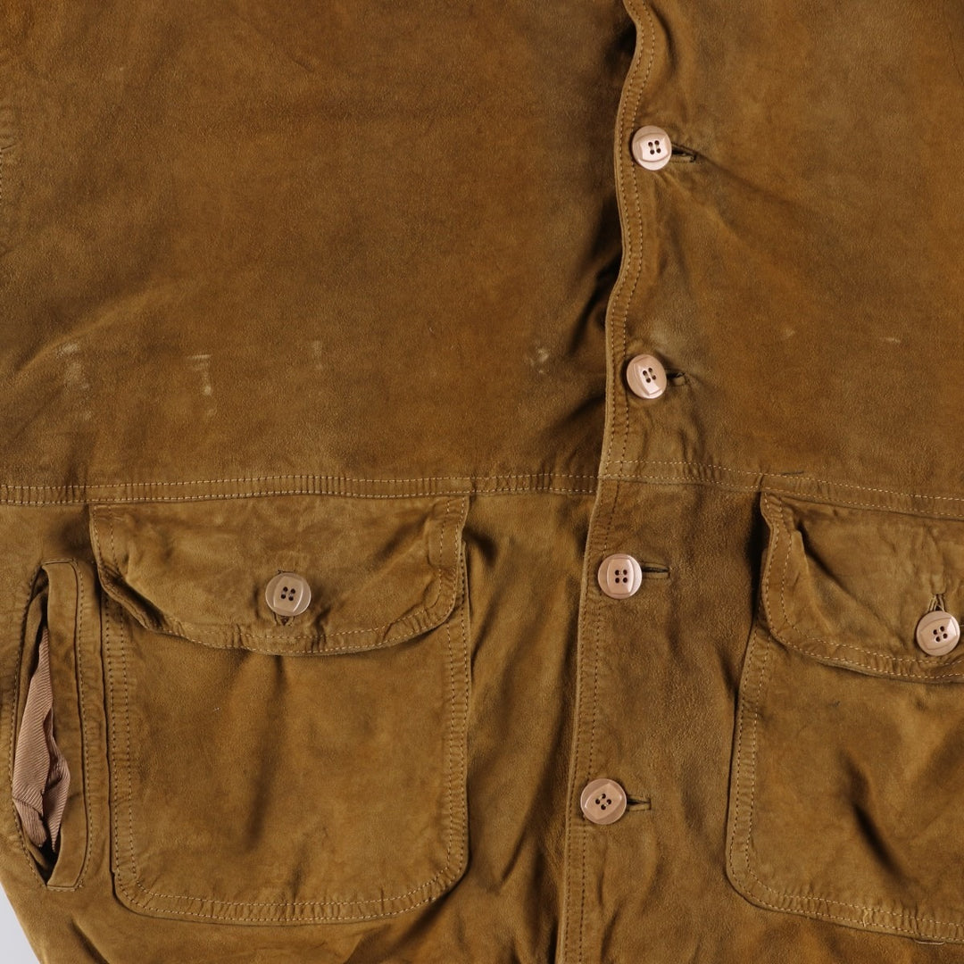 Vintage suede leather blouson, size L, for men Genuine Leather Suede Leather brown type Vintage Second Hand