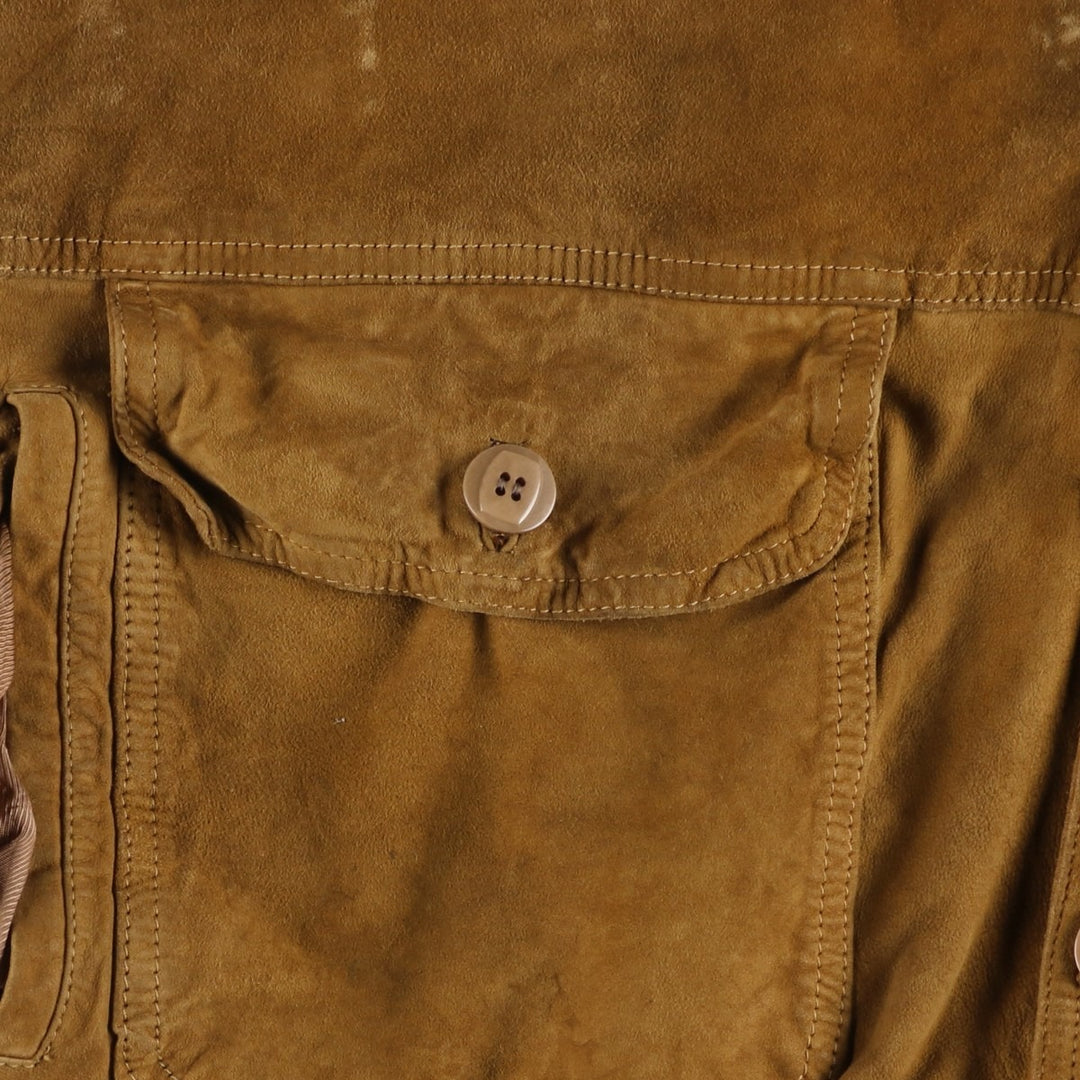 Vintage suede leather blouson, size L, for men Genuine Leather Suede Leather brown type Vintage Second Hand