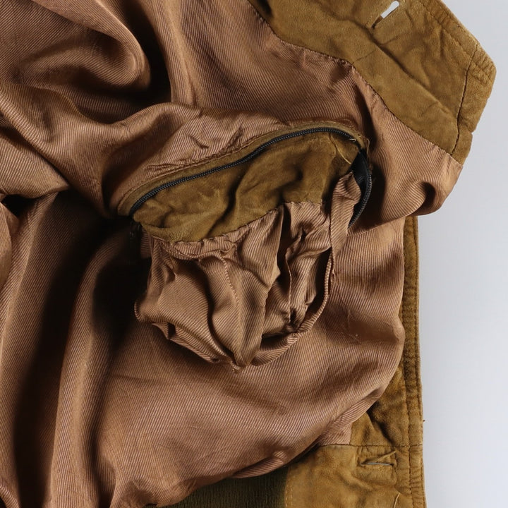 Vintage suede leather blouson, size L, for men Genuine Leather Suede Leather brown type Vintage Second Hand
