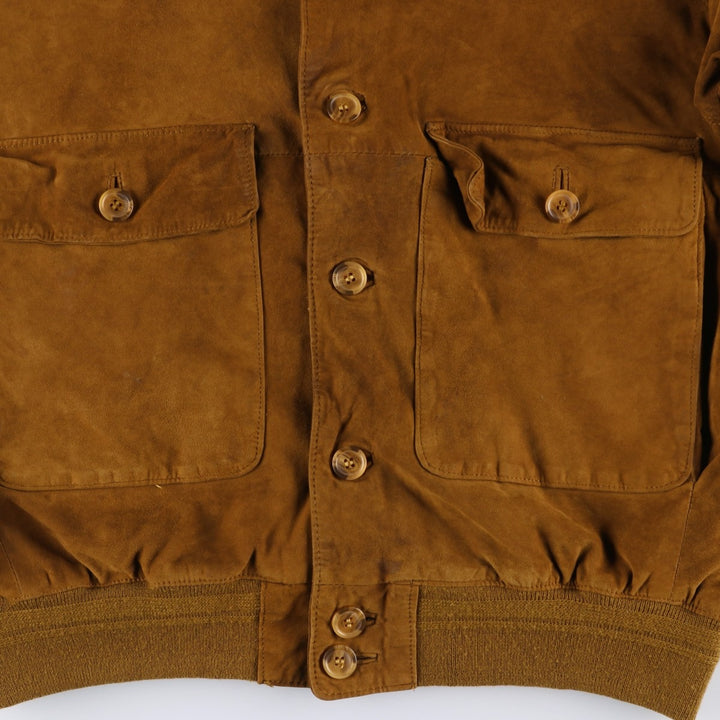 itallo Balster Jacket, Suede Leather Blouson, Men's Size L Genuine Leather Suede Leather brown type Vintage Second Hand