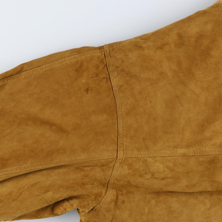 Vintage Balster Jacket, Suede Leather Blouson, Men's XL Genuine Leather Suede Leather beige type brown Vintage Second Hand