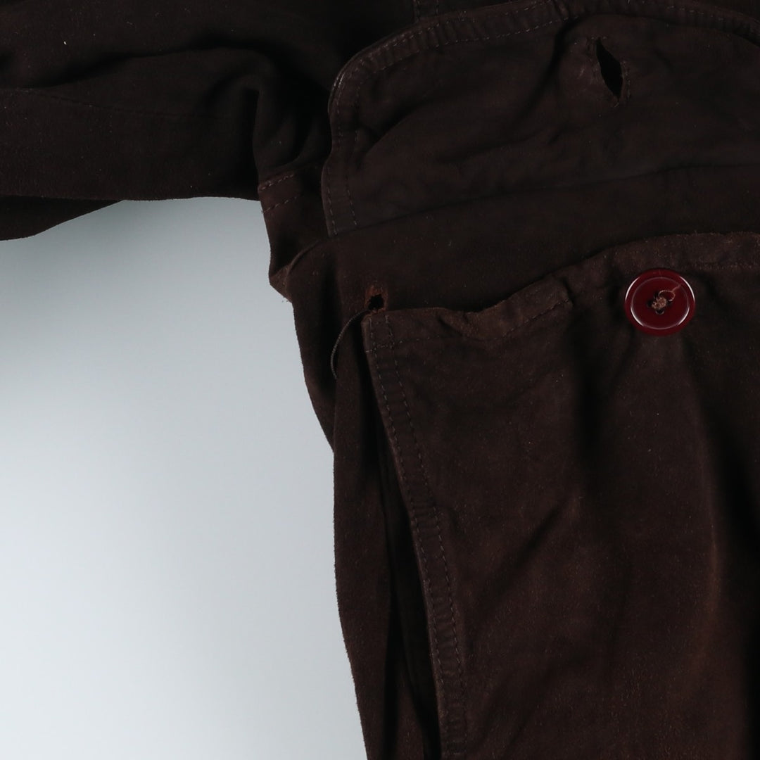 Vintage Charles Barkley Balster Jacket, Suede Leather Blouson, Men's Size Medium Genuine Leather Suede Leather brown type Vintage Second Hand