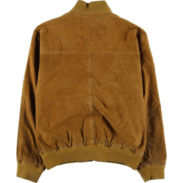 LIVING WORLD Men's Vintage Balster Jacket, Suede Leather Blouson, Size L Genuine Leather Suede Leather brown type Vintage Second Hand