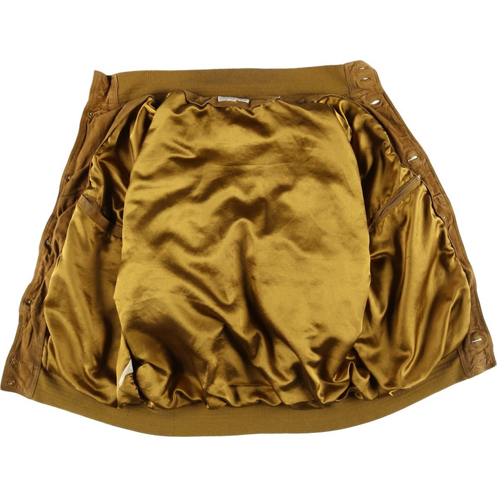 LIVING WORLD Men's Vintage Balster Jacket, Suede Leather Blouson, Size L Genuine Leather Suede Leather brown type Vintage Second Hand