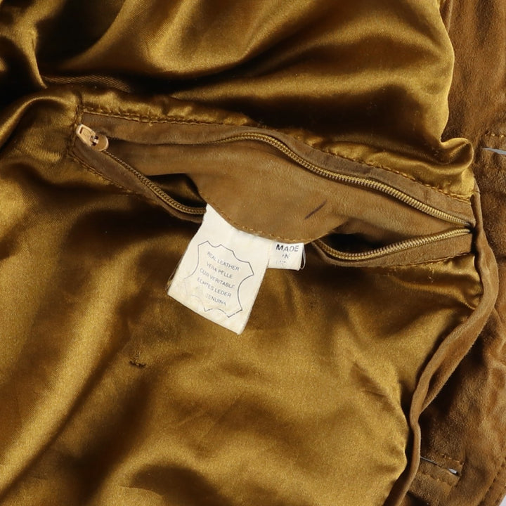 LIVING WORLD Men's Vintage Balster Jacket, Suede Leather Blouson, Size L Genuine Leather Suede Leather brown type Vintage Second Hand