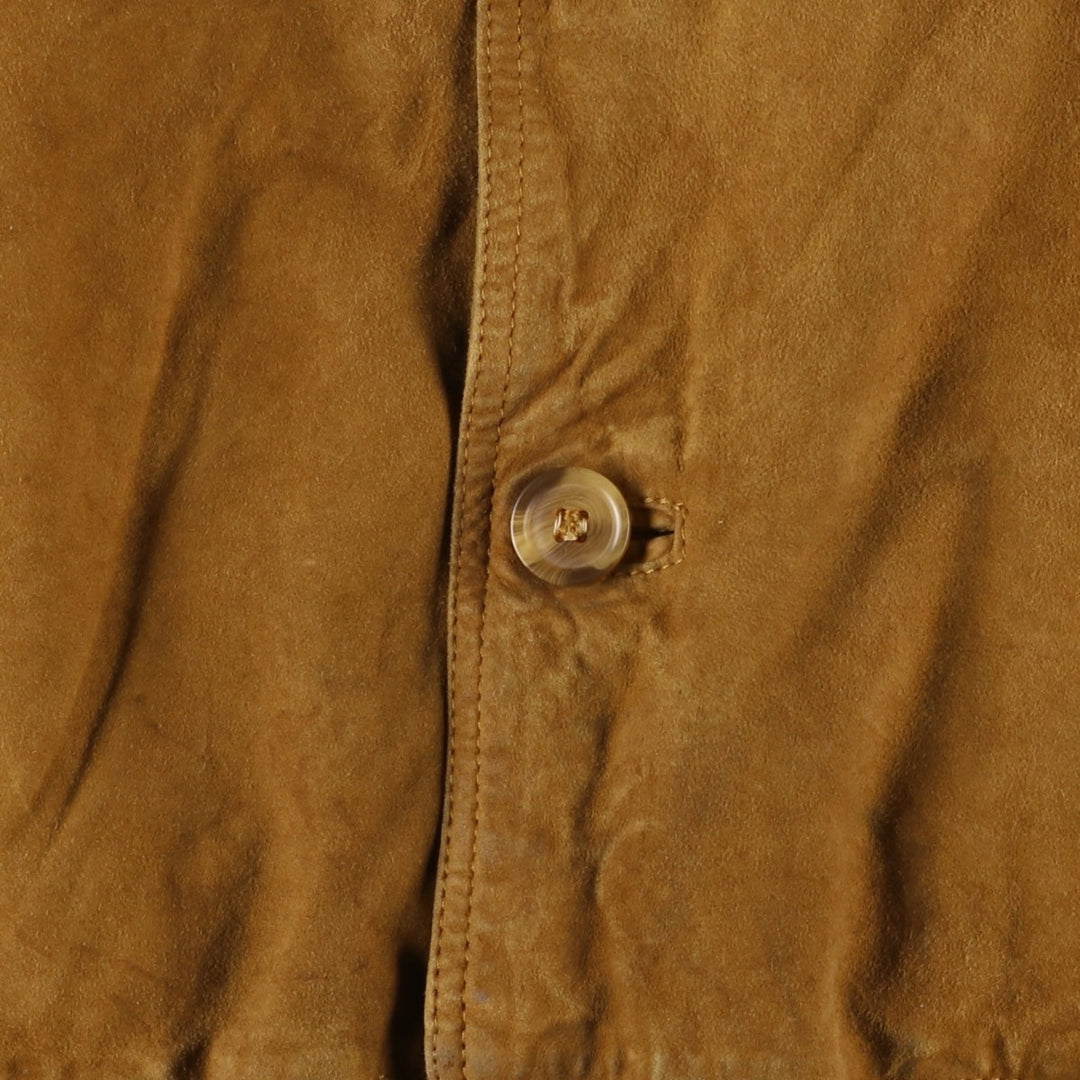 LIVING WORLD Men's Vintage Balster Jacket, Suede Leather Blouson, Size L Genuine Leather Suede Leather brown type Vintage Second Hand