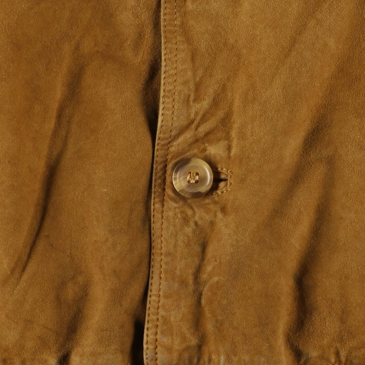 LIVING WORLD Men's Vintage Balster Jacket, Suede Leather Blouson, Size L Genuine Leather Suede Leather brown type Vintage Second Hand