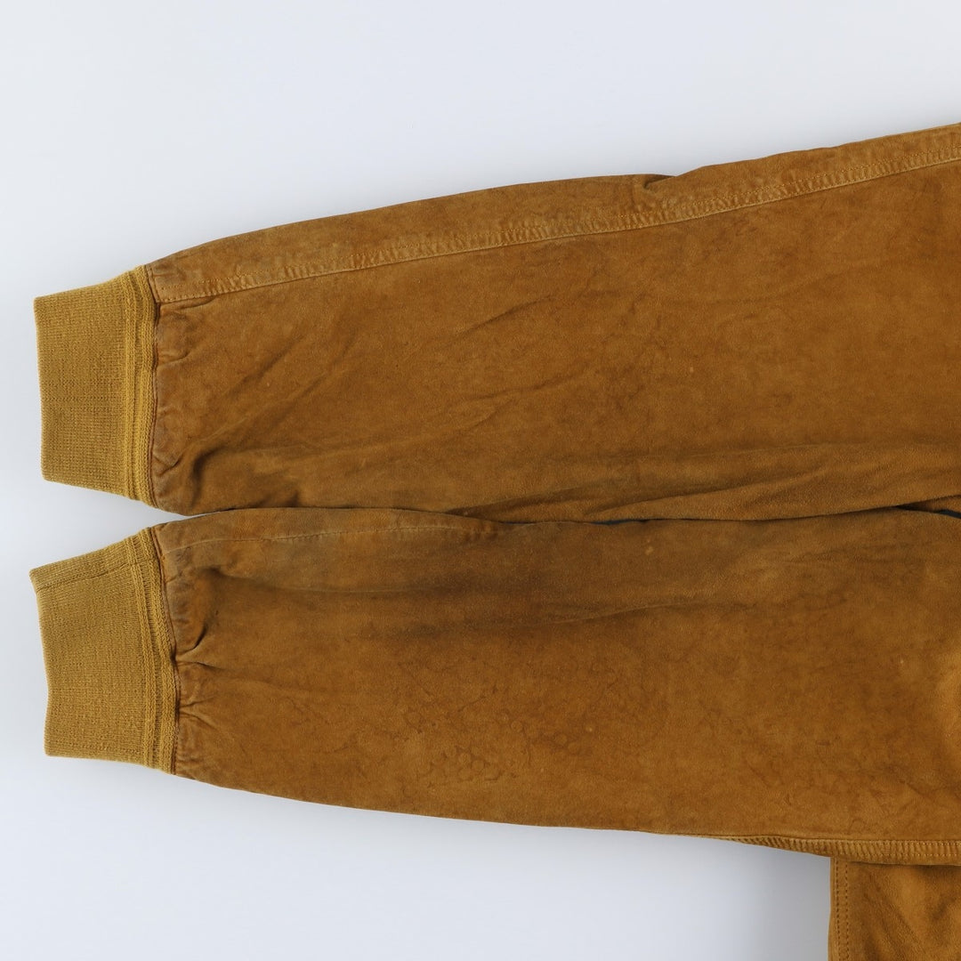 LIVING WORLD Men's Vintage Balster Jacket, Suede Leather Blouson, Size L Genuine Leather Suede Leather brown type Vintage Second Hand