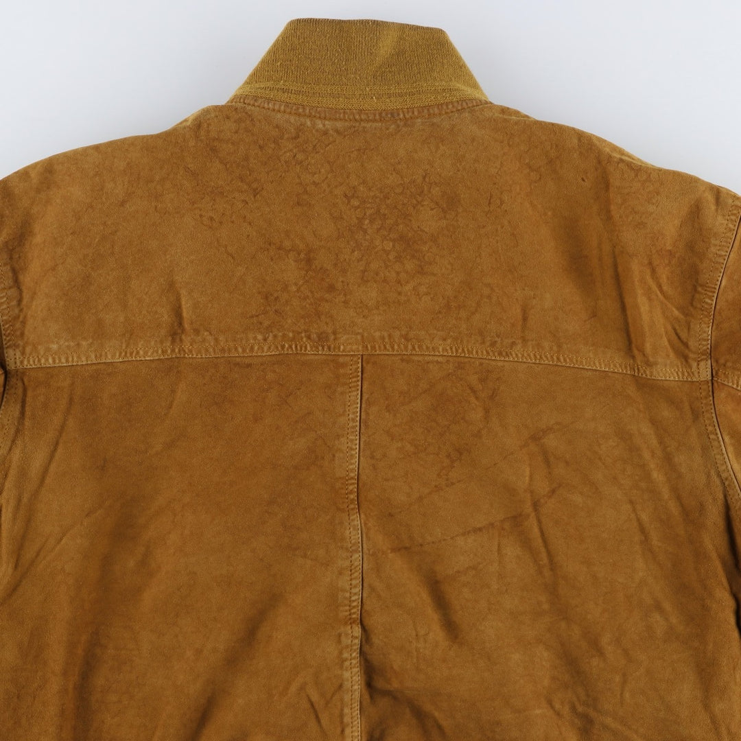 LIVING WORLD Men's Vintage Balster Jacket, Suede Leather Blouson, Size L Genuine Leather Suede Leather brown type Vintage Second Hand
