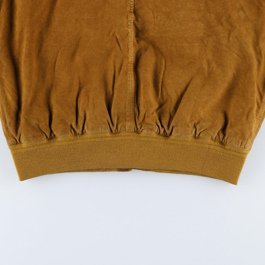 LIVING WORLD Men's Vintage Balster Jacket, Suede Leather Blouson, Size L Genuine Leather Suede Leather brown type Vintage Second Hand