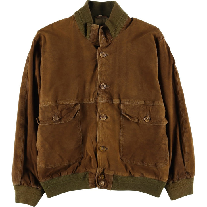 VERA PELLE Balster Jacket, Suede Leather Blouson, Men's Size L, Vintage Genuine Leather Suede Leather brown type Vintage Second Hand