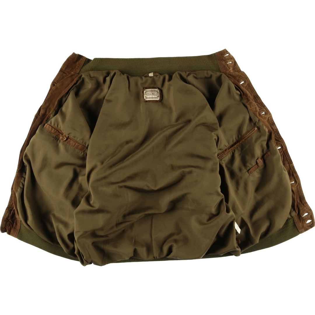 VERA PELLE Balster Jacket, Suede Leather Blouson, Men's Size L, Vintage Genuine Leather Suede Leather brown type Vintage Second Hand