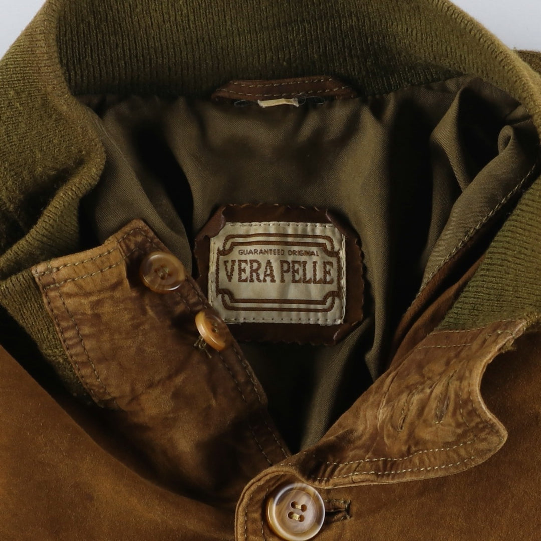 VERA PELLE Balster Jacket, Suede Leather Blouson, Men's Size L, Vintage Genuine Leather Suede Leather brown type Vintage Second Hand