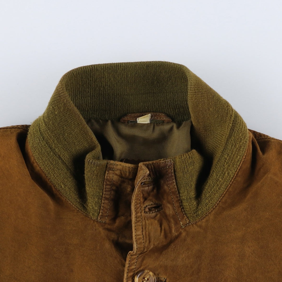 VERA PELLE Balster Jacket, Suede Leather Blouson, Men's Size L, Vintage Genuine Leather Suede Leather brown type Vintage Second Hand