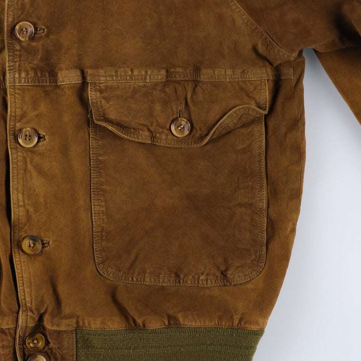 VERA PELLE Balster Jacket, Suede Leather Blouson, Men's Size L, Vintage Genuine Leather Suede Leather brown type Vintage Second Hand