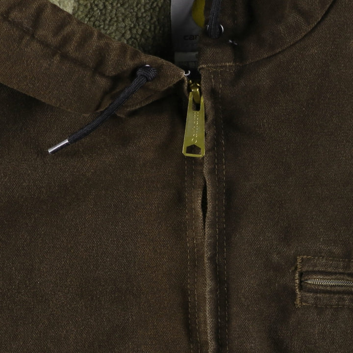 2000'S Carhartt Sierra Jacket, Padded Duck Full-Zip Hoodie, Men's Size L cotton brown type Vintage Second Hand
