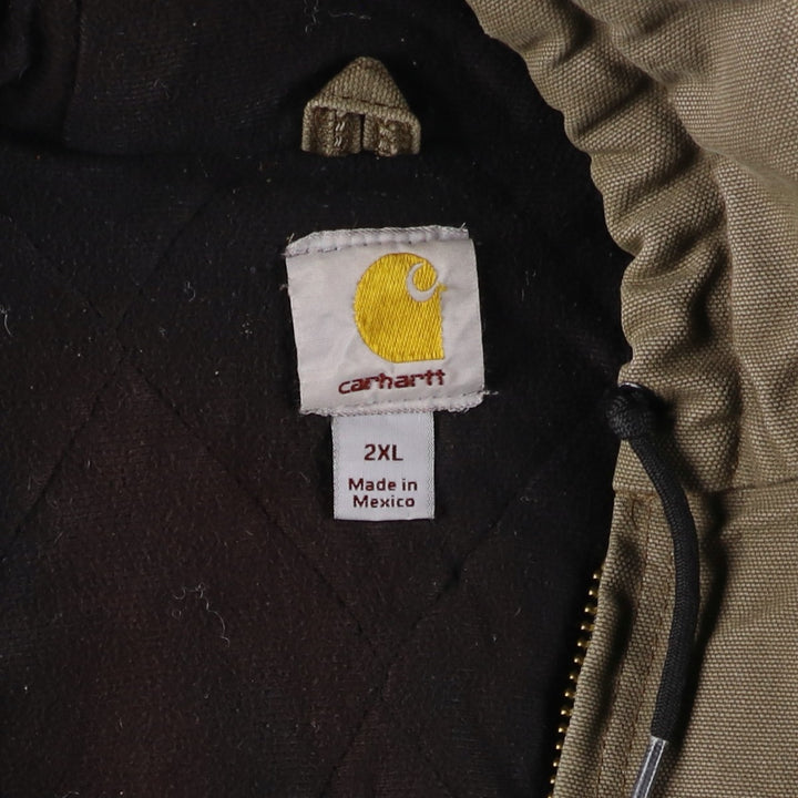 Carhartt Active Jacket Duck Full Zip Hoodie Men's XXL unclear Beige type Vintage Second Hand