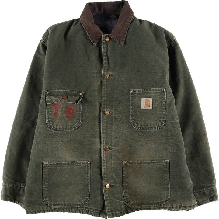 Carhartt Michigan Chore Coat Painted Duck Coverall Men's XL unclear Khaki type Vintage Second Hand