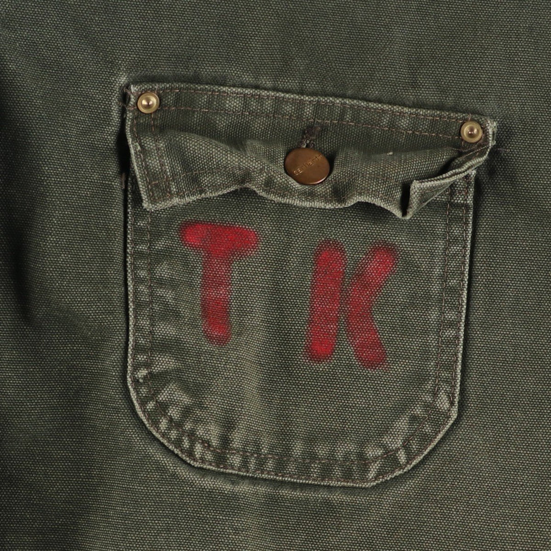 Carhartt Michigan Chore Coat Painted Duck Coverall Men's XL unclear Khaki type Vintage Second Hand