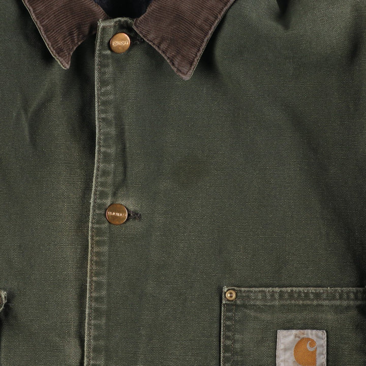 Carhartt Michigan Chore Coat Painted Duck Coverall Men's XL unclear Khaki type Vintage Second Hand