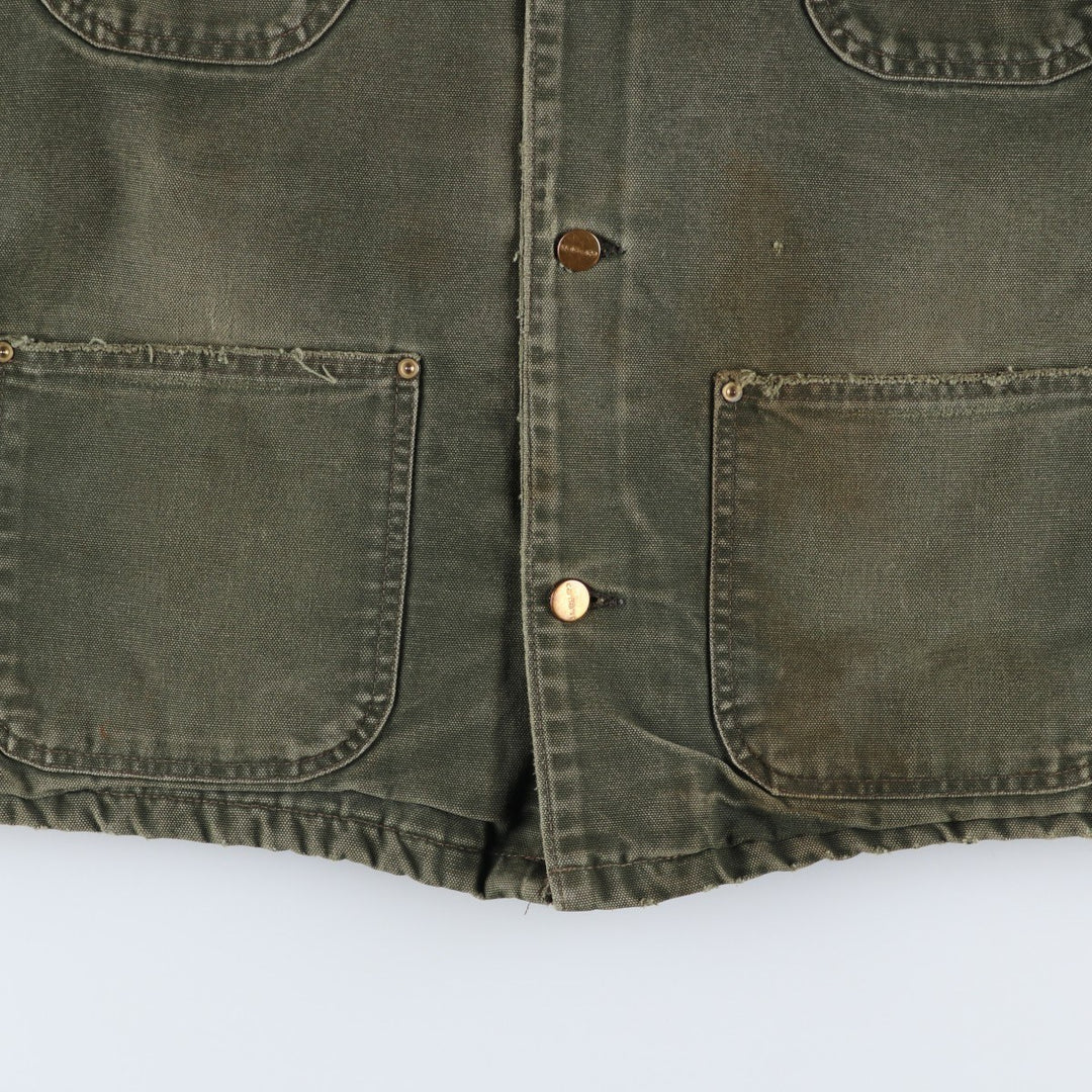 Carhartt Michigan Chore Coat Painted Duck Coverall Men's XL unclear Khaki type Vintage Second Hand