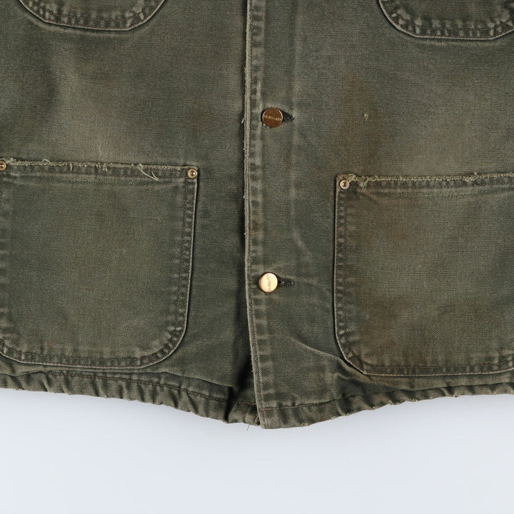 Carhartt Michigan Chore Coat Painted Duck Coverall Men's XL unclear Khaki type Vintage Second Hand