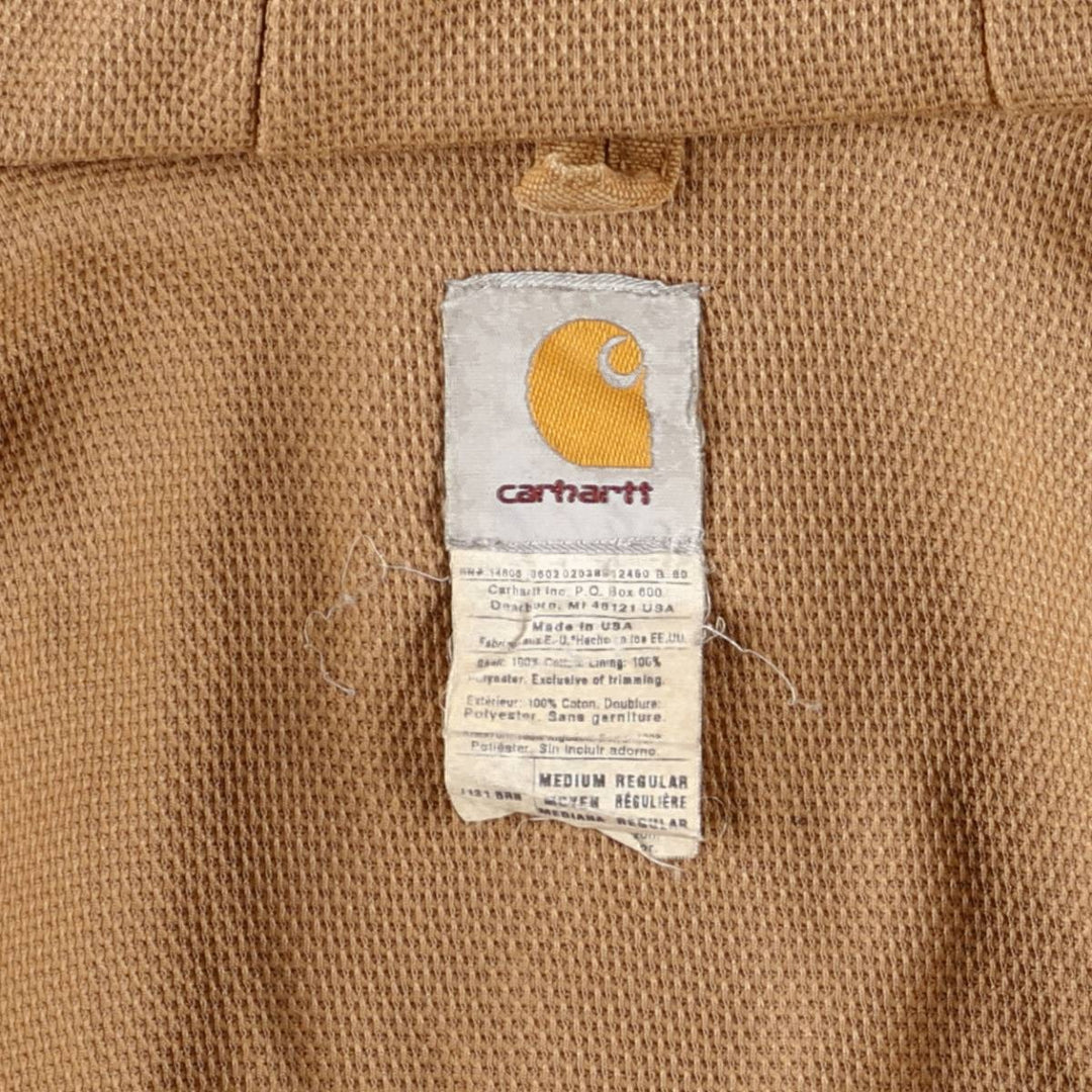 2000'S Carhartt Active Jacket, Duck Full Zip Hoodie, Made in USA, Men's Size Medium cotton Beige type Vintage Second Hand