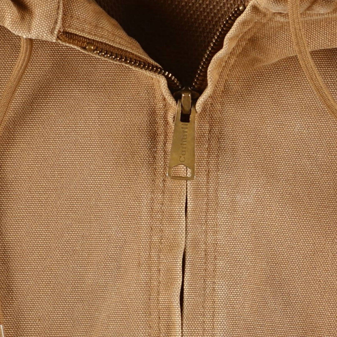 2000'S Carhartt Active Jacket, Duck Full Zip Hoodie, Made in USA, Men's Size Medium cotton Beige type Vintage Second Hand