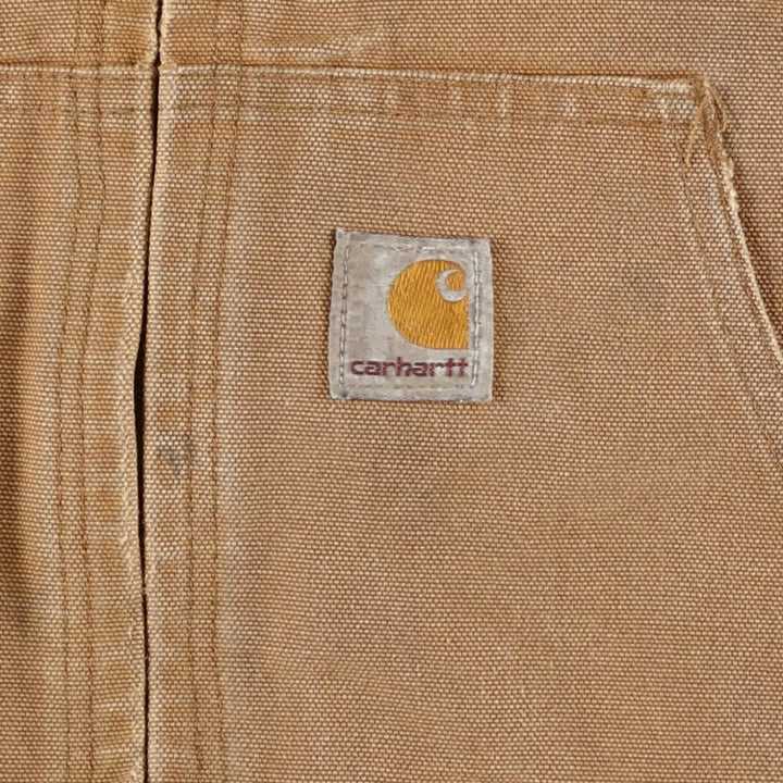 2000'S Carhartt Active Jacket, Duck Full Zip Hoodie, Made in USA, Men's Size Medium cotton Beige type Vintage Second Hand