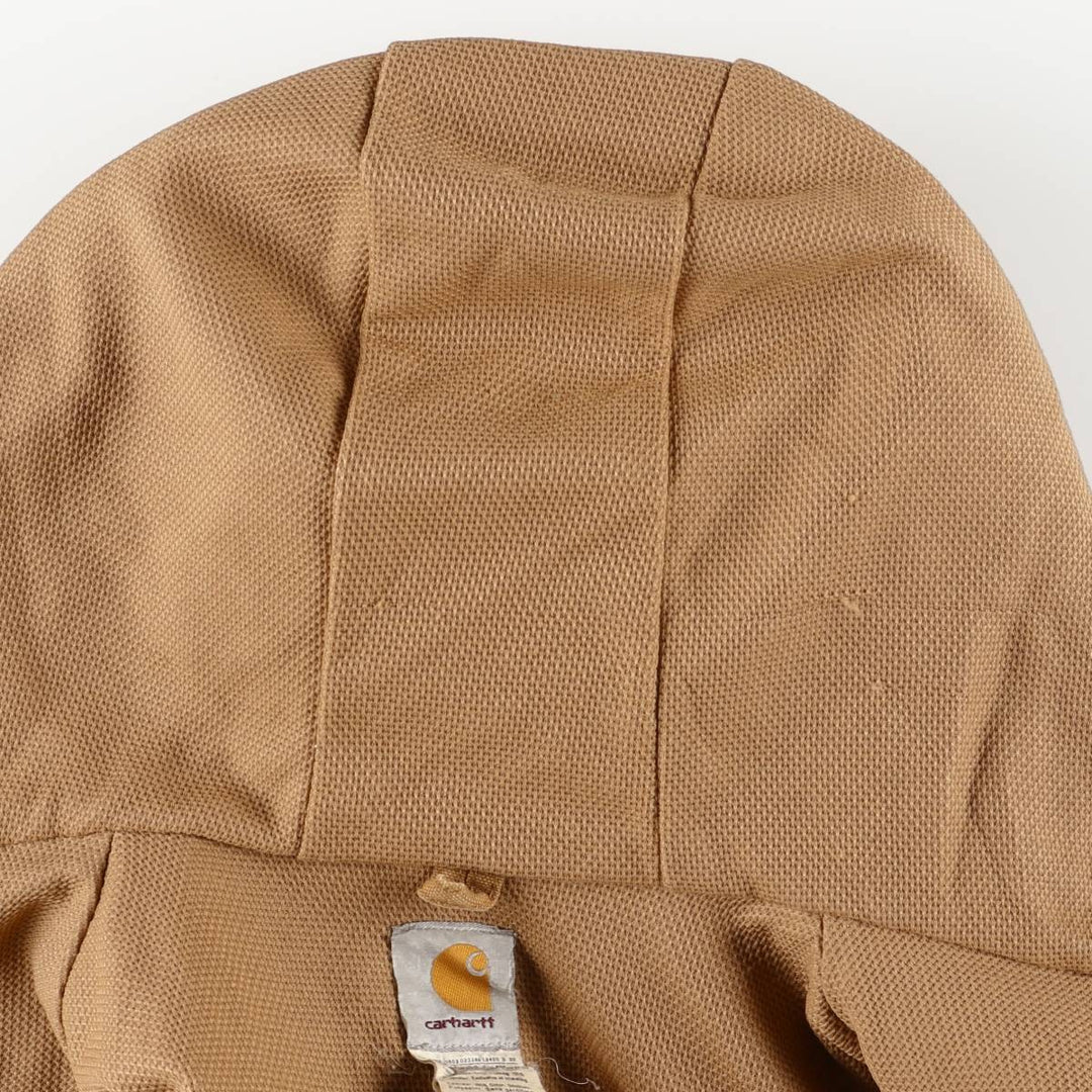 2000'S Carhartt Active Jacket, Duck Full Zip Hoodie, Made in USA, Men's Size Medium cotton Beige type Vintage Second Hand