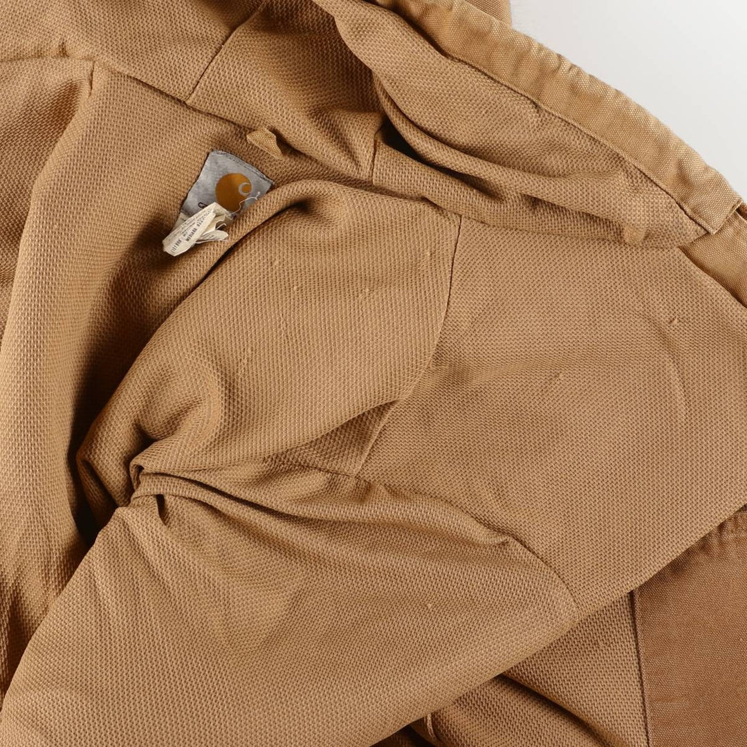 2000'S Carhartt Active Jacket, Duck Full Zip Hoodie, Made in USA, Men's Size Medium cotton Beige type Vintage Second Hand