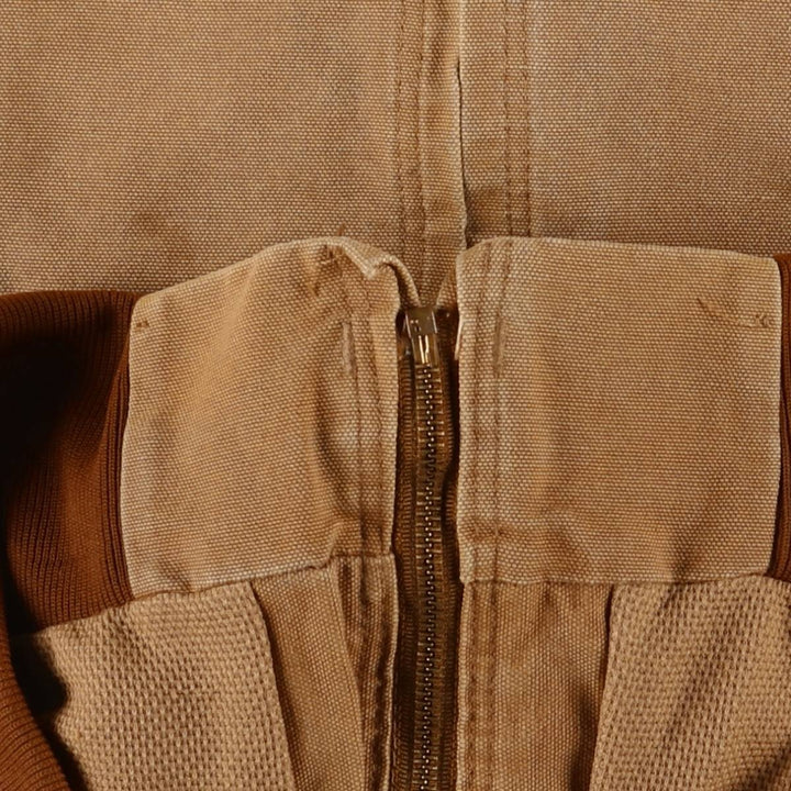 2000'S Carhartt Active Jacket, Duck Full Zip Hoodie, Made in USA, Men's Size Medium cotton Beige type Vintage Second Hand