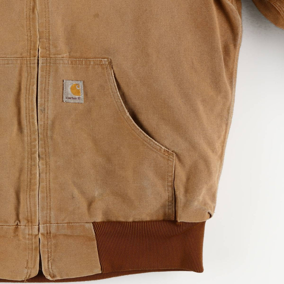 2000'S Carhartt Active Jacket, Duck Full Zip Hoodie, Made in USA, Men's Size Medium cotton Beige type Vintage Second Hand