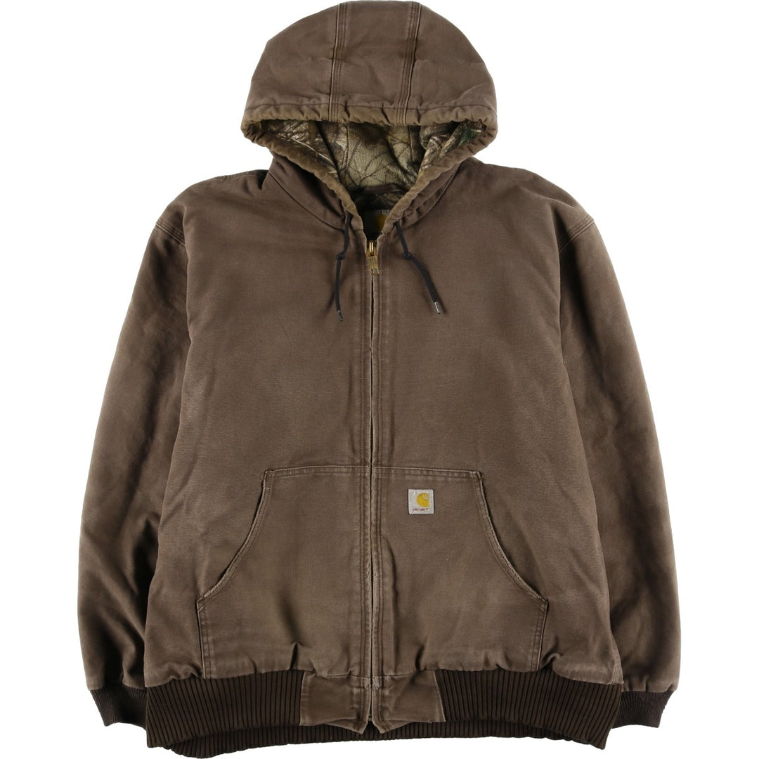 Carhartt Active Jacket, Padded Duck Full-Zip Hoodie, Men's XL cotton brown type Vintage Second Hand