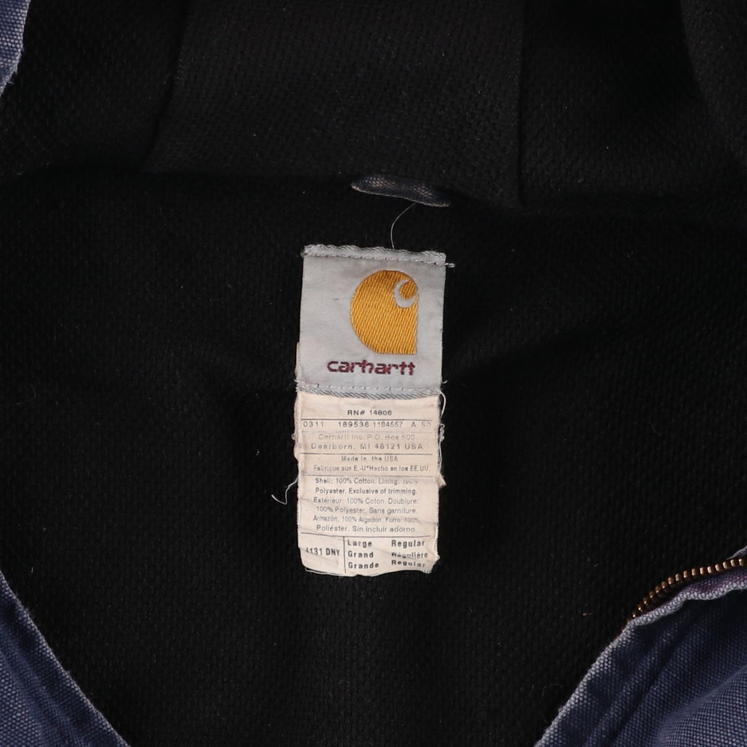 Carhartt Active Jacket Duck Full Zip Parka Made in USA Men's L size cotton navy blue type Vintage Second Hand