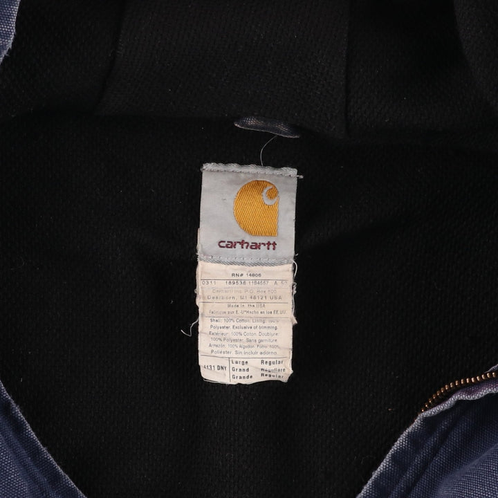 Carhartt Active Jacket Duck Full Zip Parka Made in USA Men's L size cotton navy blue type Vintage Second Hand