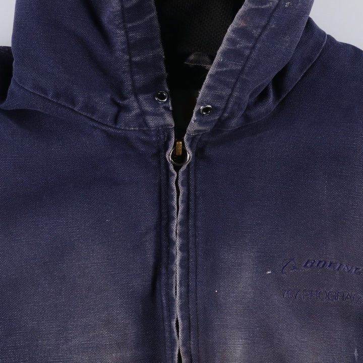 Carhartt Active Jacket Duck Full Zip Parka Made in USA Men's L size cotton navy blue type Vintage Second Hand