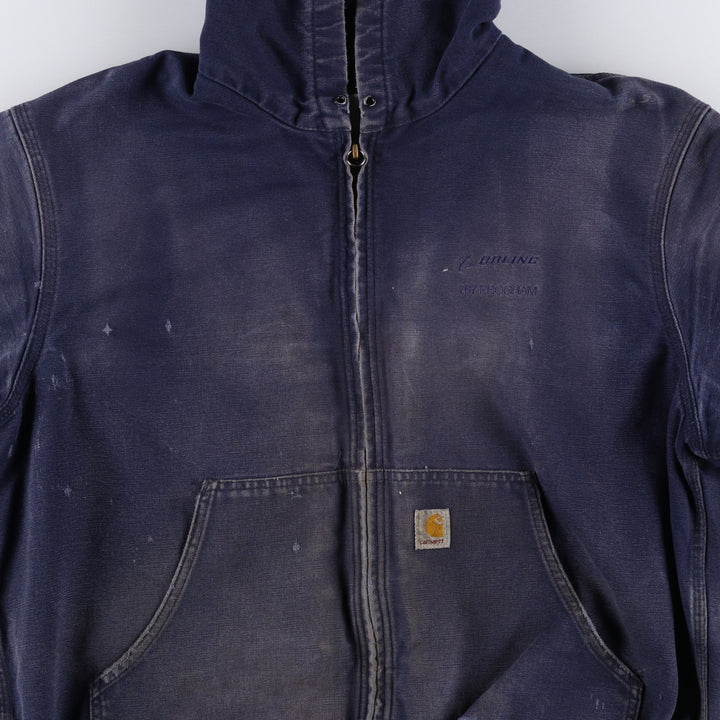 Carhartt Active Jacket Duck Full Zip Parka Made in USA Men's L size cotton navy blue type Vintage Second Hand