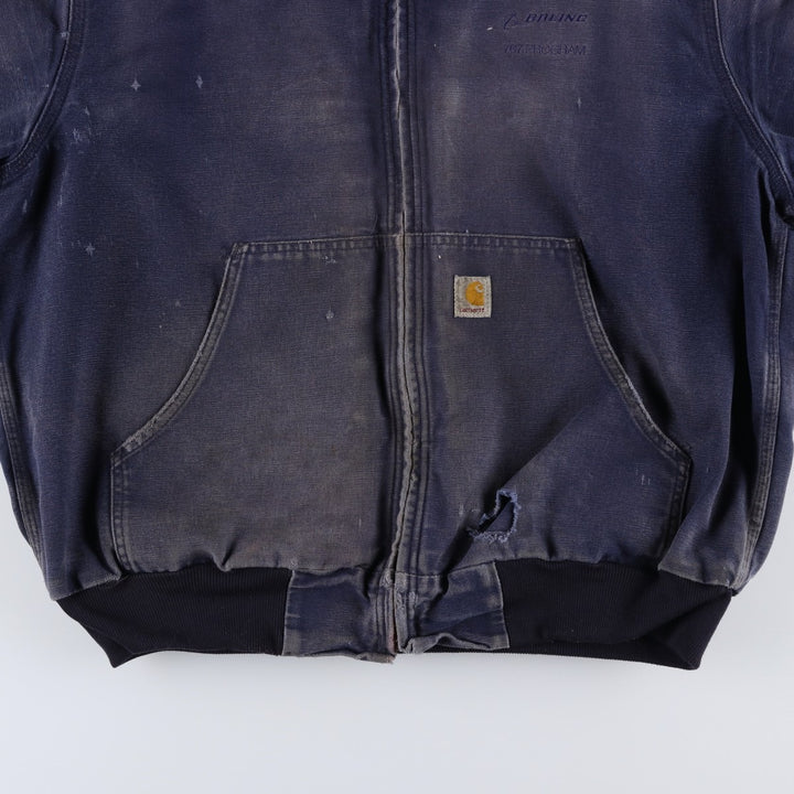 Carhartt Active Jacket Duck Full Zip Parka Made in USA Men's L size cotton navy blue type Vintage Second Hand