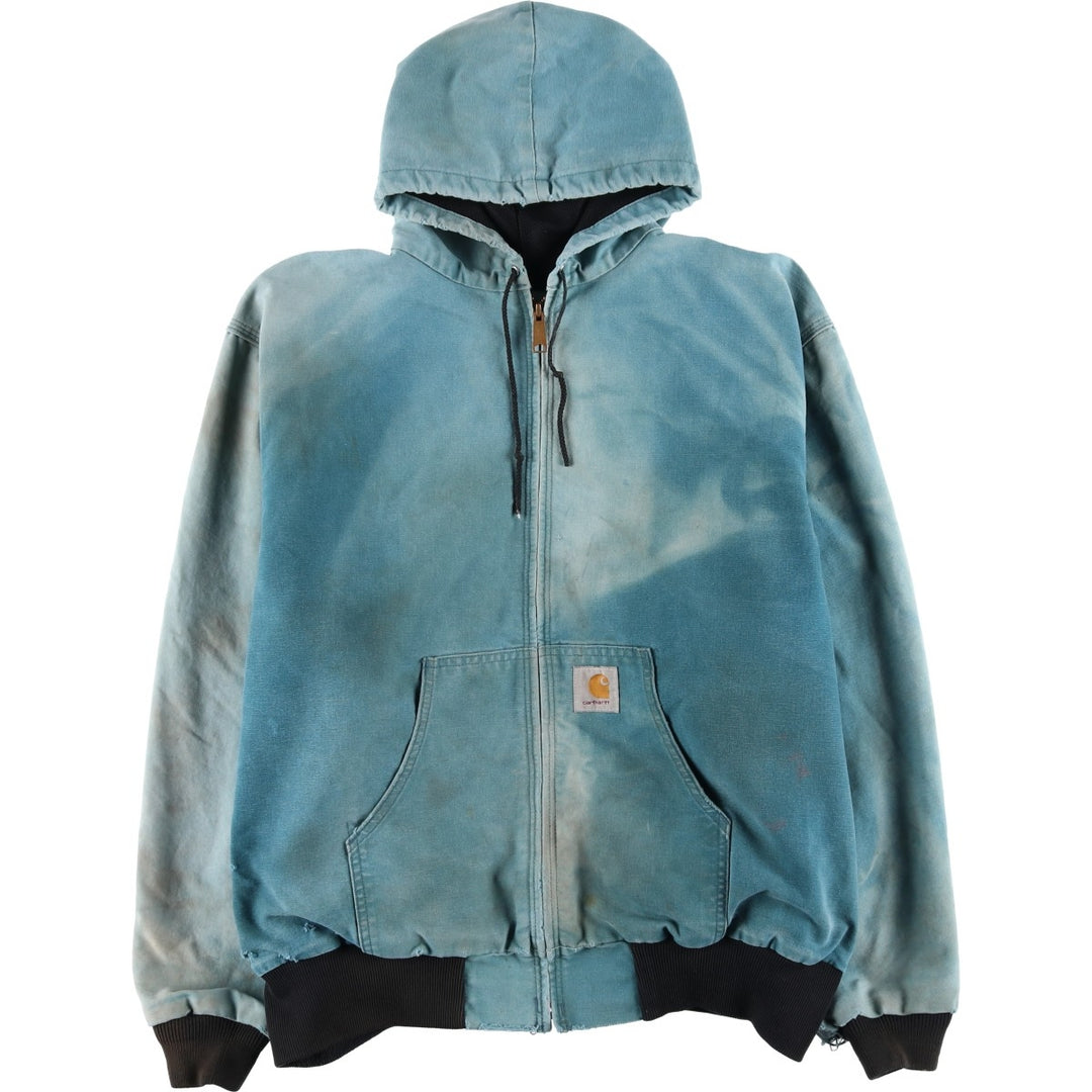 Carhartt Active Jacket Duck Full Zip Hoodie Men's XL unclear turquoise blue Vintage Second Hand