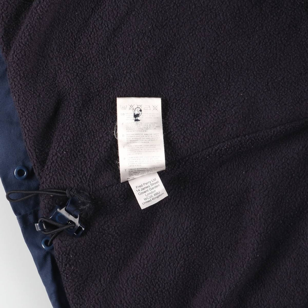 Fred Perry FRED PERRY padded hoodie puffer jacket, men's size M polyamide navy blue type Vintage Second Hand