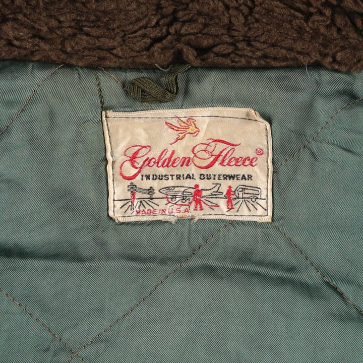 1980'S Civilian Golden Fleece Padded Military Flight Jacket, Made in USA, Men's Size L unclear Khaki type Vintage Second Hand