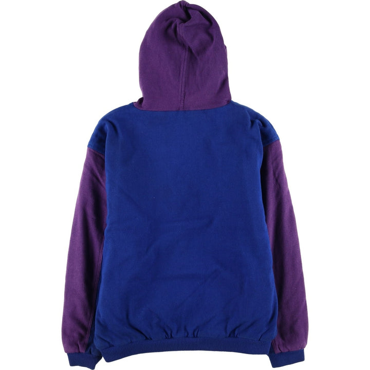 Vintage 80s-90'S Eddie Bauer two-tone full-zip sweatshirt hoodie with black tag, size M, men's cotton Navy blue Vintage Second Hand