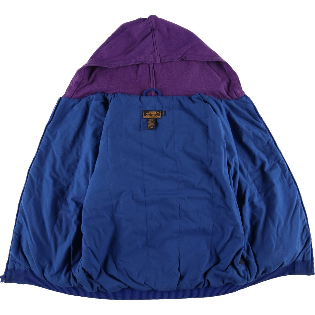 Vintage 80s-90'S Eddie Bauer two-tone full-zip sweatshirt hoodie with black tag, size M, men's cotton Navy blue Vintage Second Hand