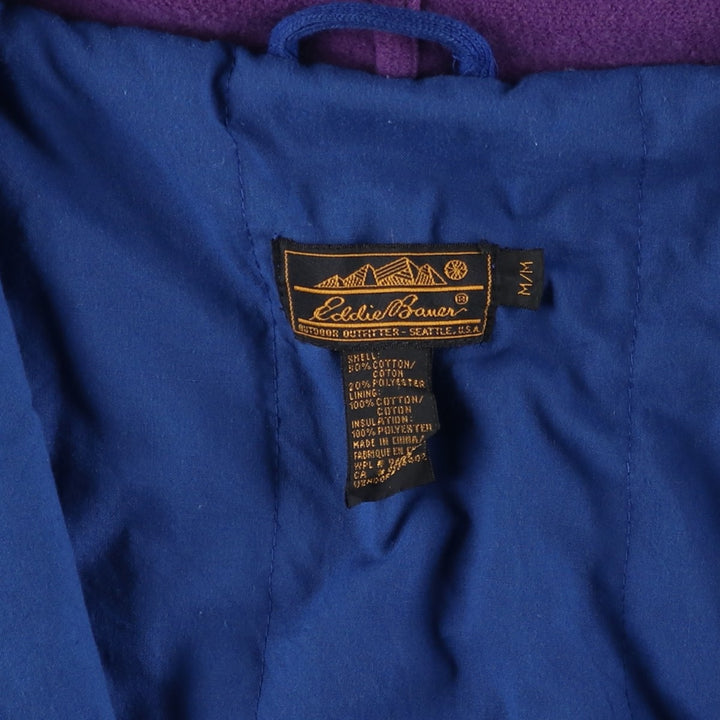 Vintage 80s-90'S Eddie Bauer two-tone full-zip sweatshirt hoodie with black tag, size M, men's cotton Navy blue Vintage Second Hand