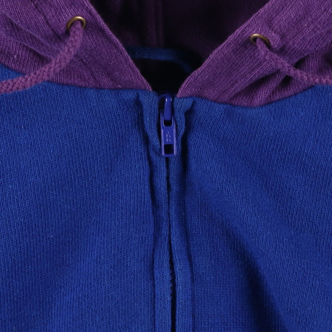 Vintage 80s-90'S Eddie Bauer two-tone full-zip sweatshirt hoodie with black tag, size M, men's cotton Navy blue Vintage Second Hand